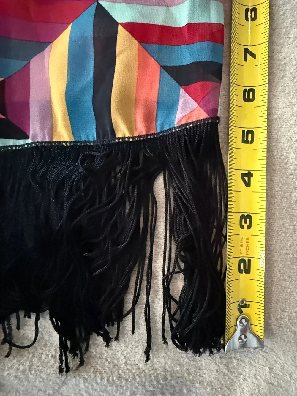 LuLaRoe Multicolor Geometric Stripe Fringed Kimono/Cover-up
